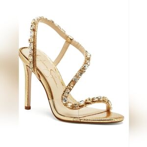 Jessica Simpson Jaycin Gold Crystal Embellished Heels
